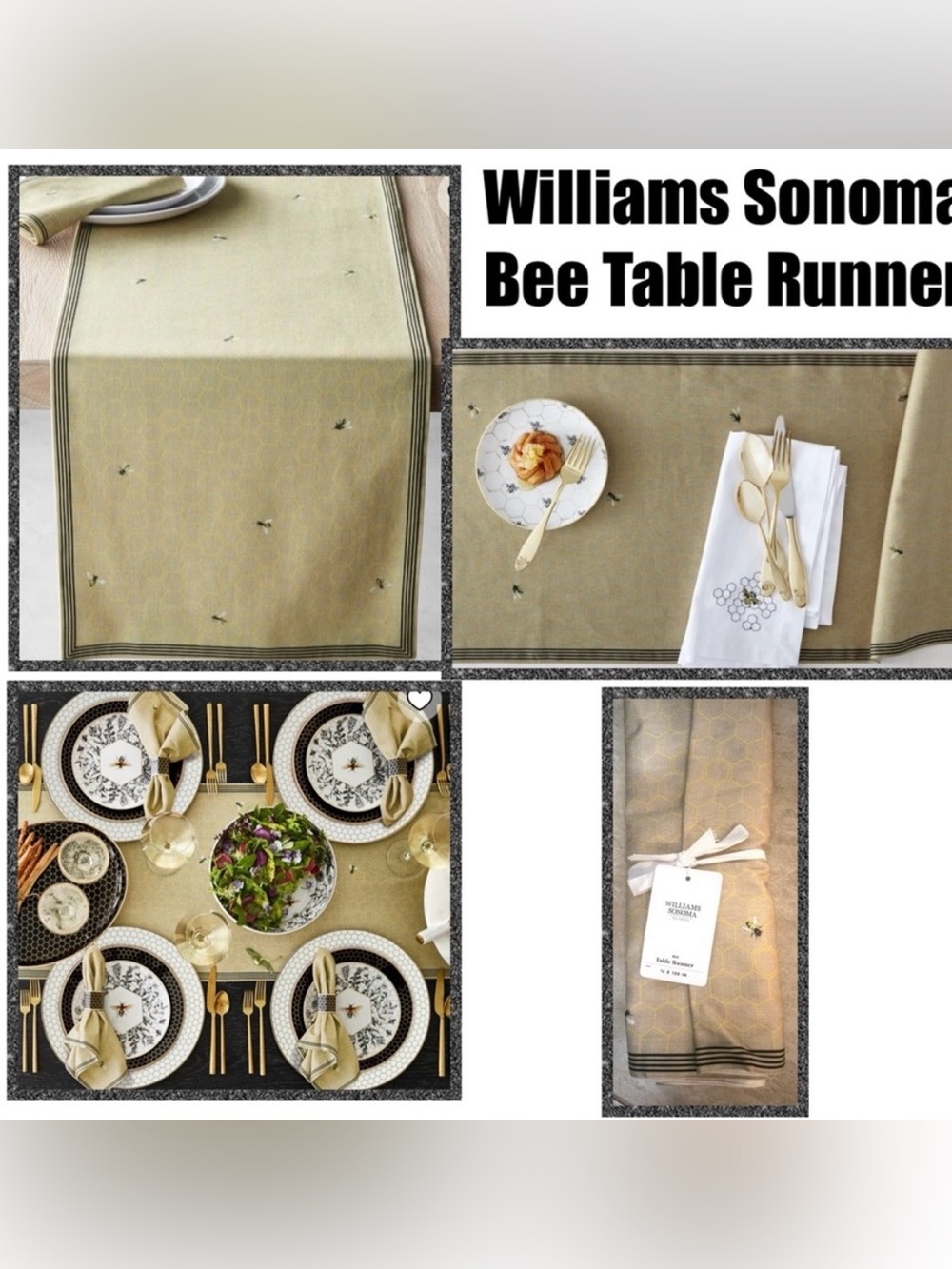 Williams Sonoma Bee Table Runner